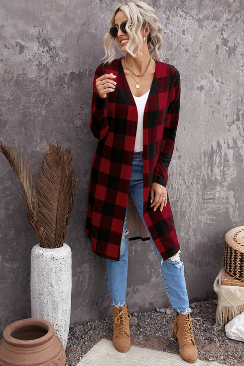Print Colorblock Long Cardigan
